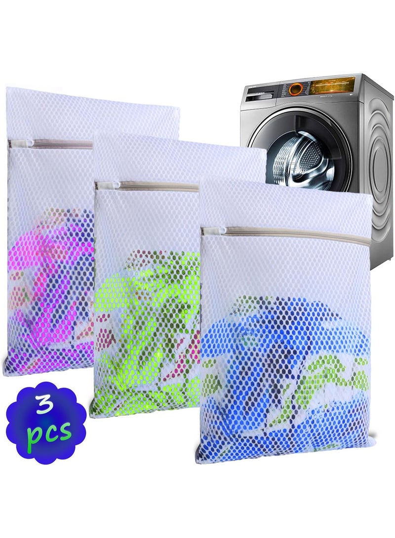 3-Pack Mesh Laundry Bags for Washing Machine - Ideal for Delicates, Lingerie, Bras, and Shoes - Durable, Breathable, and Zippered Wash Bag for Travel and Home - Protect Your Clothes(12 x 16 Inches) - Image 1